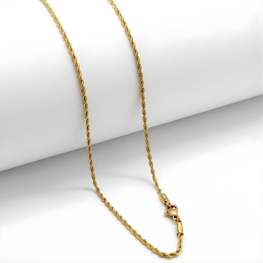 Thin 18K Gold Filled Rope Chain Necklace – Dainty Twisted Gold Chain